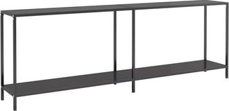 vidaXL Console Table Black 220x35x75.5 cm Tempered Glass vidaXL