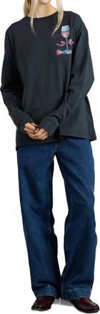 Damson Madder Rose Wine Long Sleeve Tee In Charcoal