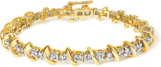 House of Brilliance 14K Yellow Gold 3.0 Cttw Diamond S Link Bracelet