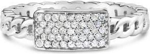 House of Brilliance Silver 1/5 Cttw Diamond ID and Cuban Link Band Ring at Nordstrom, Size 7