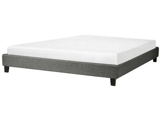 Beliani Cama matrimonial de tejido gris 180x200