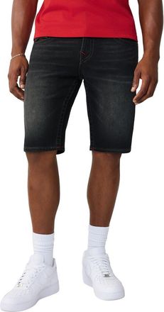 True Religion Ricky Straight Leg Denim Shorts in Albarn Black Wash at Nordstrom, Size 32