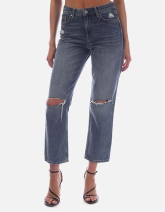 GANT Womens Camie Relaxed Fit Cropped Ripped Jeans - Blue - Size: 10/32in