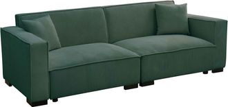 Oviala Sof&aacute; 3 plazas recto de pana verde L 230 cm