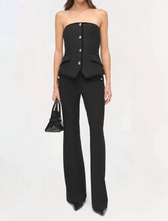 SIMKHAI Cambrie Velvet Trimmed Bustier Top In Black