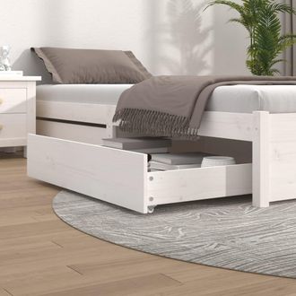 vidaXL Cajones De Cama 2 Unidades Madera Maciza De Pino Blanco Vidaxl