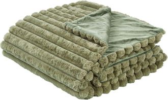 Beliani Colcha Decorativa De Tela Suave Dormitorio 150 X 200 Cm Verde Rakya