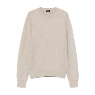 Ermenegildo Zegna Cashmere Knitwear, male, Beige, Size: XL Crewneck Sweater