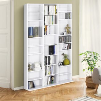 IDMarket Idmarket - Ceylia Estanter&iacute;a Para Cd De 30 Compartimentos Con Estantes Regulables De Madera Blanca