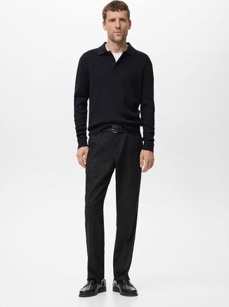 Mango Pantaloni diritti fluidi nero - Uomo - 44 - MANGO MAN