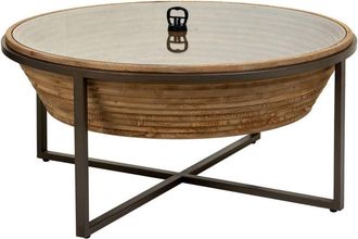 Wanderlust Deco Wanderlust Deco - Mesa De Centro De Madera, Metal Y Cristal Marron D102x46