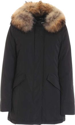 Woolrich Black Luxury Raccoon Fur Trimmed Down Parka
