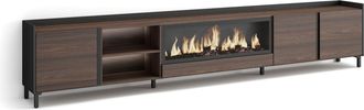 Skraut Home Skraut Home - Mueble Tv, Televisi&oacute;n, Muebles De Sal&oacute;n, Almacenaje, 315x35x61cm, Para Tv Hasta 80, Chimenea El&eacute;ctrica Xxl, Dise&ntilde;o Industrial, Led, Esti