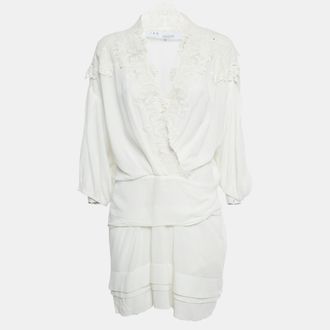Iro White Lace Trim Cotton Mini Dress
