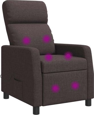 vidaXL Silla De Masajes Reclinable Marr&oacute;n Oscuro Tela Vidaxl