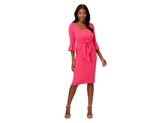 Adrianna Papell Bell Sleeve Tie Front Dress Womens Dress Camellia : 14, Elastane/Polyester