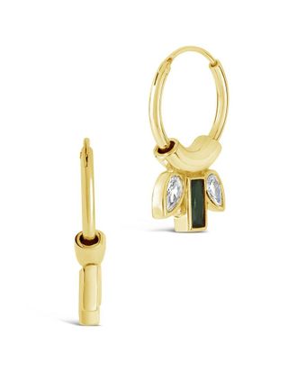 Sterling Forever 14K Plated Cz Helena Hoops