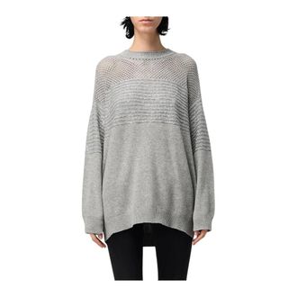 Twinset Round-neck Knitwear, female, Gray, Size: S Casual Grey Knit Sweater