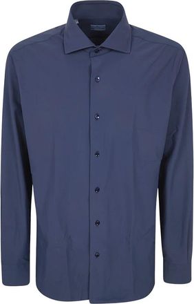Barba Neck Shirt - Heren - Casual Overhemden - Blauw - XL - Overhemden