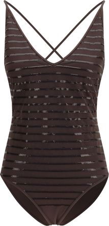 Brunello Cucinelli Womens One-Piece Swimsuit Cacao Nylon Swimwear Sea Clothing