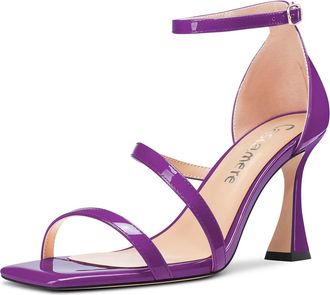 Castamere Women High Heel Open Toe Sandals Ankle Strap Gladiator Wedding Prom Dress 8.5 CM Heels Purple 5.5 UK