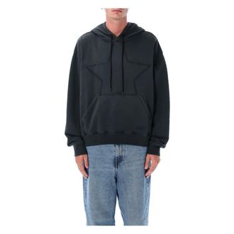 Maison Margiela Hoodies, male, Black, XL, Black Knitwear Star Hoodie Aw25