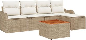 vidaXL Garden Sofa Set 6 pcs Beige, white Vidaxl
