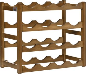 HOMCOM Free Standing Wine Rack 16 Bottle Holders - Bamboo Display Shelf - Brown | TJ Hughes