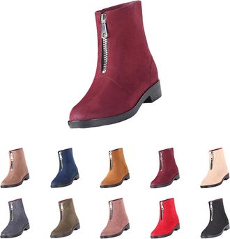 Generic Short Rain Boots for Womens Wellington Waterproof Boots with Zip Up Ladies Anti-Slip Outside Comfortable Lightweight Work Shoes for Outdoor Walking