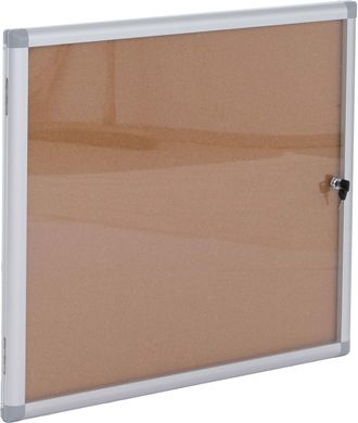 Hhg [nunca Usado] Vitrina Hhg-951, Pizarra De Corcho Con Superficie De Corcho, De Aluminio, Con Cerradura, Accesorios Incluidos, 65 X 68 X 7 Cm