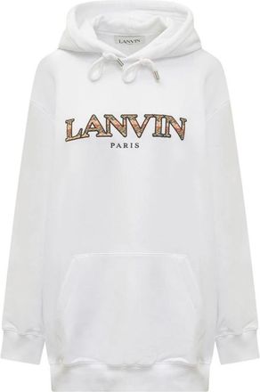 Lanvin Witte Logo Hoodie Sweatshirt - Dames - Hoodies - Wit - S - Katoen - Hoodies & sweatvesten