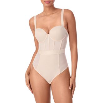 DKNY Sheers Strapless Underwire Bodysuit in Cashmerend at Nordstrom, Size 34C
