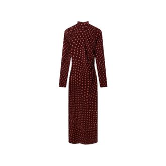Stella McCartney High Neck Ruched Maxi Dress - female - Stella McCartney - Maxi Dresses - Red - XS - Dresses