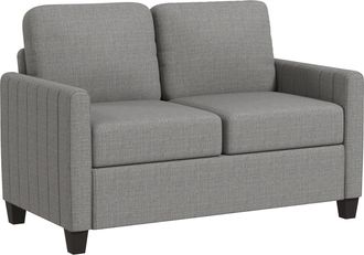 HOMCOM Modern 2 Seater Sofa With Spring Cushion - Back Pillow - Blue/Grey - Blue | TJ Hughes Grey