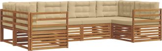 vidaXL Conjunto De Sof&aacute;s De Exterior 6 Uds. Natural Y Beige Vidaxl