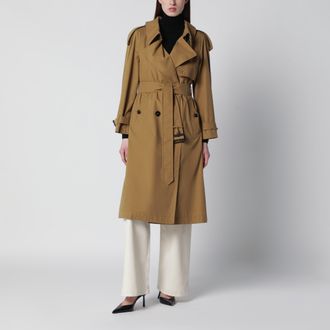 Burberry Double-breasted trench coat in cotton blend brown