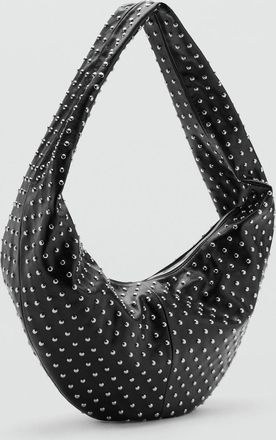 Mango Borsa da spalla ovale borchie nero - Donna - Taglia unica - MANGO