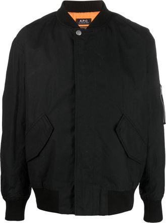 A.P.C. zip-pocket cotton bomber jacket - men - Cotton/Cotton/Polyester - L - Black