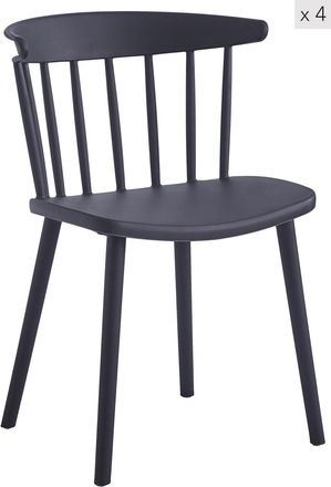 Nordlys Set 4 sillas escandinavas en polipropileno negro