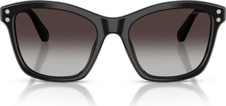 Swarovski 54mm Gradient Square Sunglasses in Black /Gradient Grey at Nordstrom