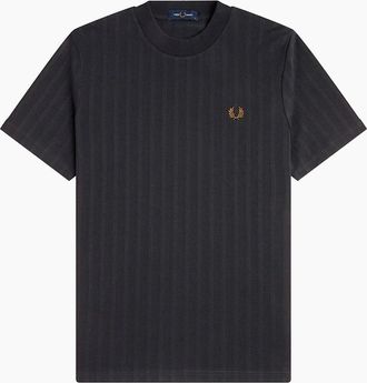Fred Perry Mens Fred Perry Pique Stripe T-Shirt - Black - Size: 40