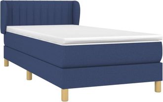 vidaXL Cama Box Spring Con Colch&oacute;n Tela Azul 90x200 Cm Vidaxl