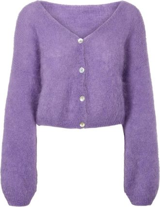 Americandreams Cornelia Cropped Vest - Dames - Vesten - Paars - M - Wol - Truien & Vesten
