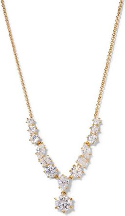 Nadri Beatrix Mixed Cubic Zirconia Frontal Necklace in Gold at Nordstrom
