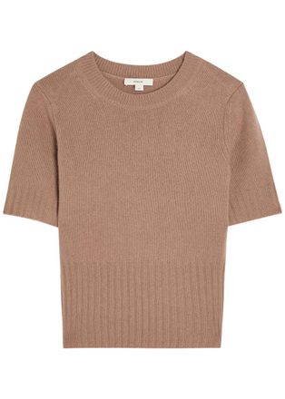 Vince Knitted Wool and Cashmere-blend T-shirt - Beige - S (UK8-10 / S)