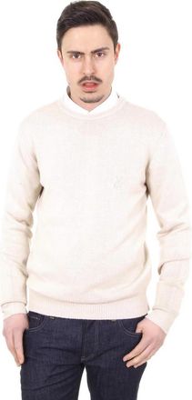 19V69 V mens round neck sweater 9802 GIROCOLLO SABBIA - Beige Wool - Size X-Large