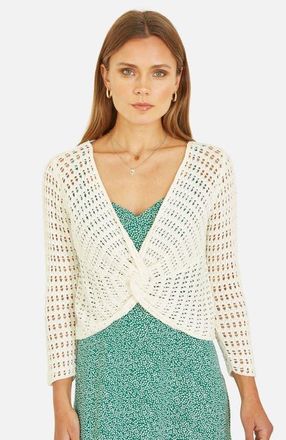 Yumi Crochet Cotton Twisted Bolero Cardigan in Ivory at Nordstrom, Size Medium