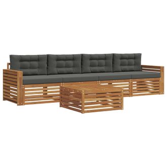 vidaXL Conjunto De Sof&aacute;s De Exterior 5 Pcs Natural Y Antracita Vidaxl