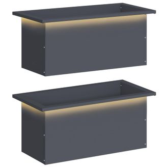 vidaXL Jardinera Para Jard&iacute;n Con Luces Led 2 Uds. Antracita Vidaxl
