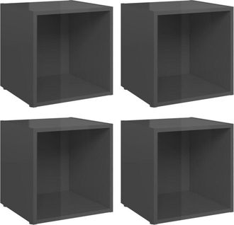 vidaXL Vidaxl - Mobili Porta tv 4pz Grigio Lucido 37x35x37 cm Legno Multistrato